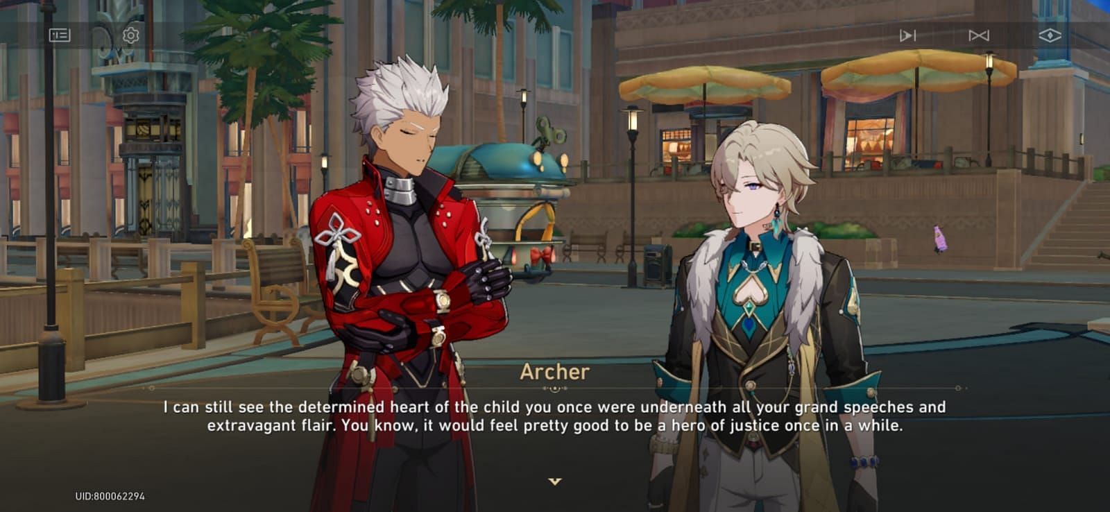 Archer compliments Aventurine (Image via HoYoverse)